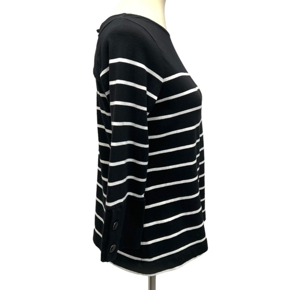 J. Jill Striped Knit Tie Back Black & White Top Womens Medium - Picture 8 of 12